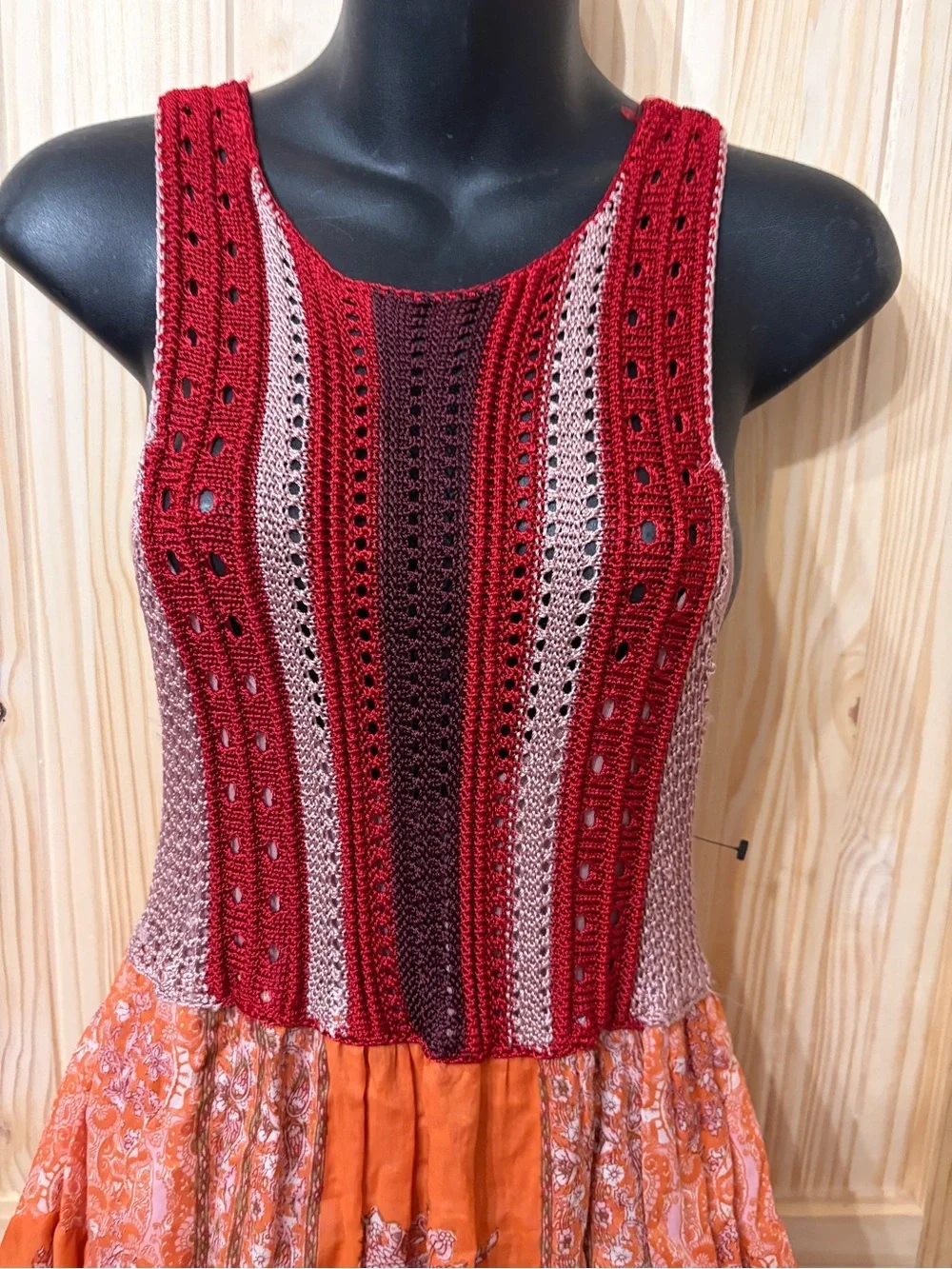 Free People Katie’s Crochet Bodice Mini Dress Floral Beachy BoHo Festival Summer
